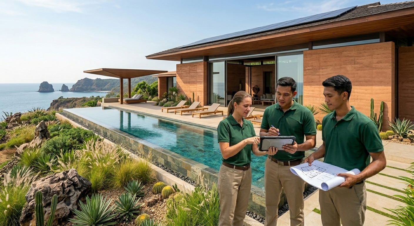 LINE task management in a villa maintenance workflow