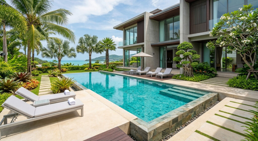 pool cleaning checklist for a tropical villa swimming pool